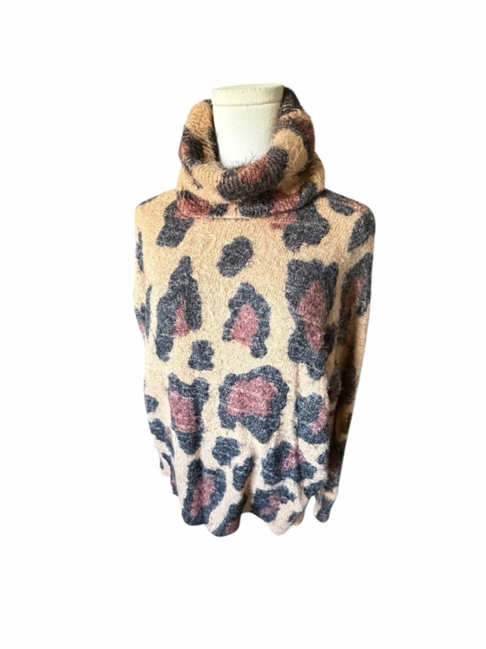 Show Me your Mumu Turtleneck Leopard Print Sweater Sz Small - Picture 2 of 14